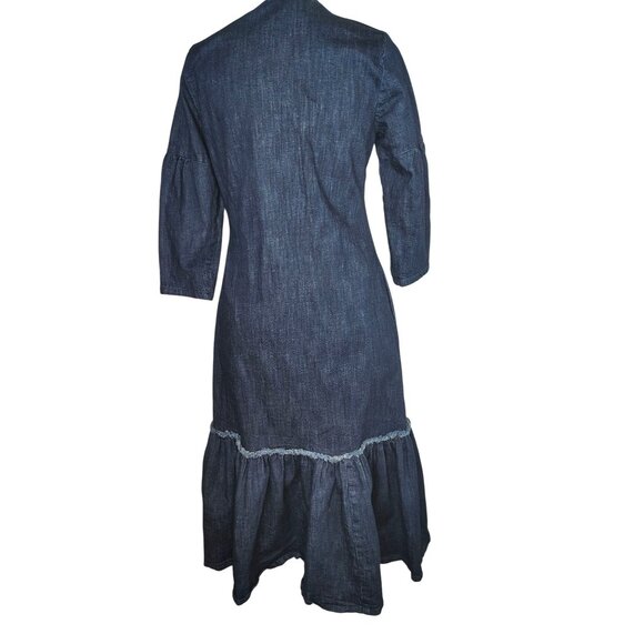 Dainty Jewells Denim Dress, Small, Button Front Ruffle Hem, Modest Cottagecore - Picture 2 of 5
